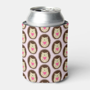 Pretty Pink Baby Girl Hedgehog Patterned Can Cooler