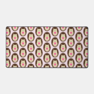 Pretty Pink Baby Girl Hedgehog Patterned Desk Mat