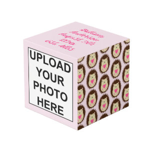 Pretty Pink Baby Girl Hedgehog Photo upload Cube