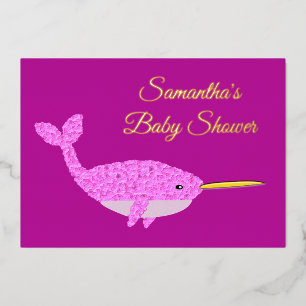 Pretty Pink Baby Girl Narwhal Custom Baby Shower