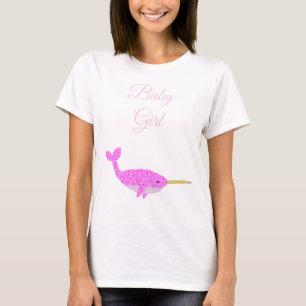 Pretty Pink Baby Girl Narwhal Custom Gender Reveal T-Shirt