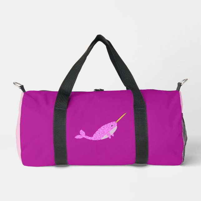 Pretty Pink Baby Girl Narwhal Diaper Bag (Front)