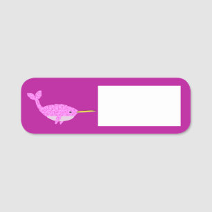 Pretty Pink Baby Girl Narwhal Name Tag