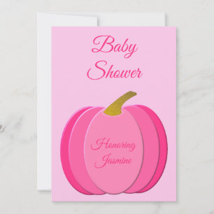 Pretty Pink Baby Girl Pumpkin Baby Shower Custom Invitation