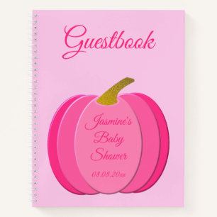 Pretty Pink Baby Girl Pumpkin Custom Baby Shower Notebook