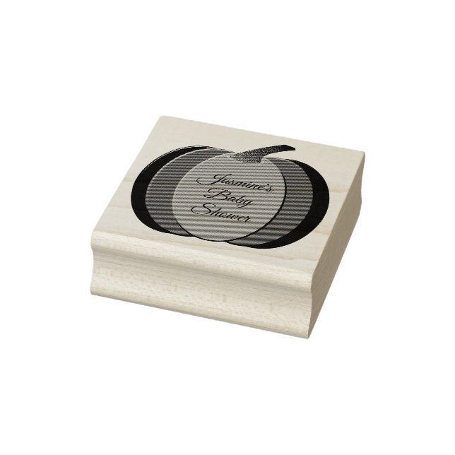 Pretty Pink Baby Girl Pumpkin Custom Baby Shower Rubber Stamp (Stamp)