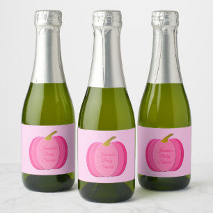Pretty Pink Baby Girl Pumpkin Custom Baby Shower Sparkling Wine Label
