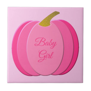 Pretty Pink Baby Girl Pumpkin Custom Ceramic Tile