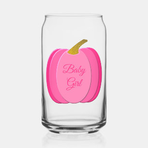 Pretty Pink Baby Girl Pumpkin Custom Gender Reveal Can Glass