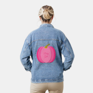 Pretty Pink Baby Girl Pumpkin Custom Gender Reveal Denim Jacket