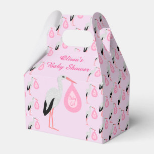 Pretty Pink Baby Girl Stork Baby Shower Custom Favour Box