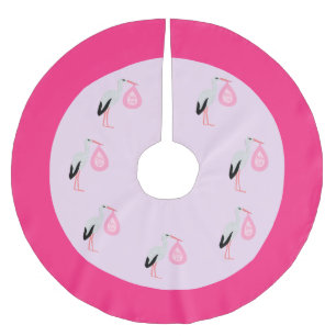 Pretty Pink Baby Girl Stork Brushed Polyester Tree Skirt
