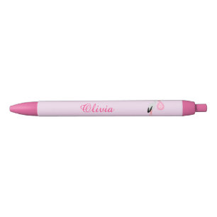 Pretty Pink Baby Girl Stork Custom Blue Ink Pen