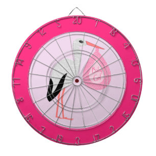 Pretty Pink Baby Girl Stork Dartboard
