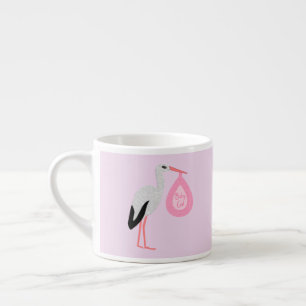 Pretty Pink Baby Girl Stork Espresso Cup