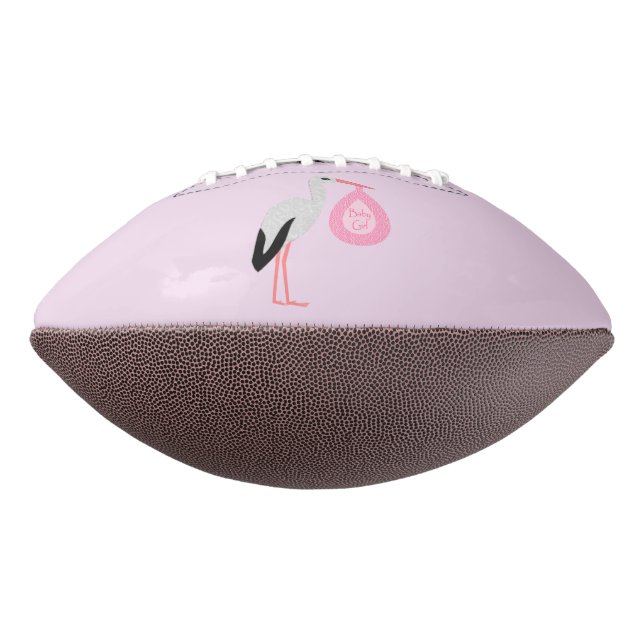 Pretty Pink Baby Girl Stork Football (Rotated 270)