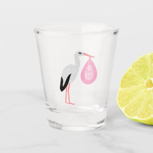 Pretty Pink Baby Girl Stork Shot Glass