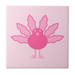 Pretty Pink Baby Girl Thanksgiving Turkey Ceramic Tile