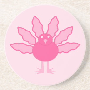 Pretty Pink Baby Girl Thanksgiving Turkey Coaster