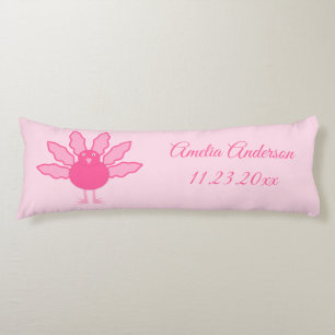 Pretty Pink Baby Girl Thanksgiving Turkey Custom Body Cushion