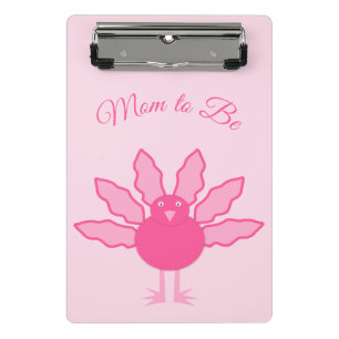Pretty Pink Baby Girl Thanksgiving Turkey Custom Mini Clipboard