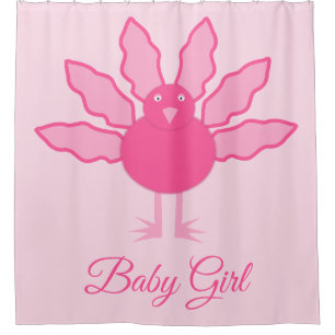 Pretty Pink Baby Girl Thanksgiving Turkey Custom Shower Curtain