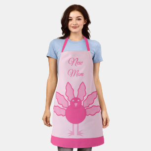 Pretty Pink Baby Girl Thanksgiving Turkey New Mom Apron