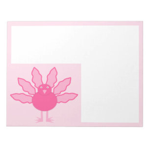 Pretty Pink Baby Girl Thanksgiving Turkey Notepad