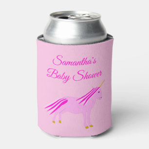 Pretty Pink Baby Girl Unicorn Baby Shower Custom Can Cooler