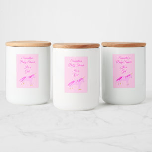 Pretty Pink Baby Girl Unicorn Baby Shower Custom Food Label