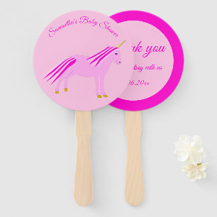 Pretty Pink Baby Girl Unicorn Baby Shower Custom Hand Fan