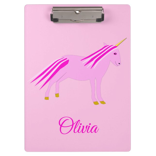 Pretty Pink Baby Girl Unicorn Custom Clipboard (Front)