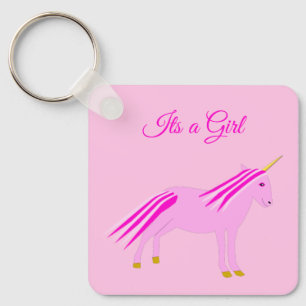 Pretty Pink Baby Girl Unicorn Custom Dad to Be Key Ring