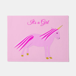 Pretty Pink Baby Girl Unicorn Custom Doormat