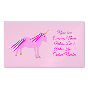 Pretty Pink Baby Girl Unicorn Custom Magnetic Business Card