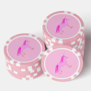 Pretty Pink Baby Girl Unicorn Poker Chips