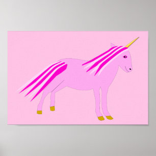 Pretty Pink Baby Girl Unicorn Poster
