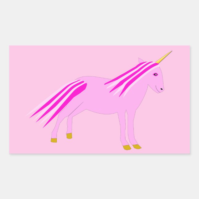 Pretty Pink Baby Girl Unicorn Rectangular Sticker (Front)