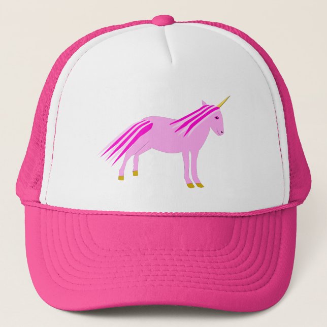 Pretty Pink Baby Girl Unicorn Trucker Hat (Front)