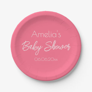 Pretty Pink Baby Shower Personalised Paper Plate
