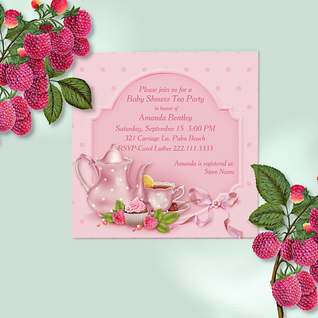 Pretty Pink Baby Shower Tea Party Invitation (Creator Uploaded)