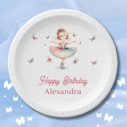Pretty Pink Ballerina Girl Birthday Party Paper Plate