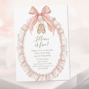 Pretty Pink Ballet Girls Fifth Birthday  Invitation