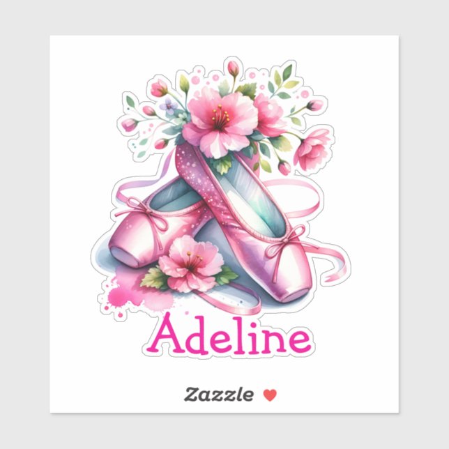 Pretty Pink Ballet Shoes and Flowers Personalised (Sheet)