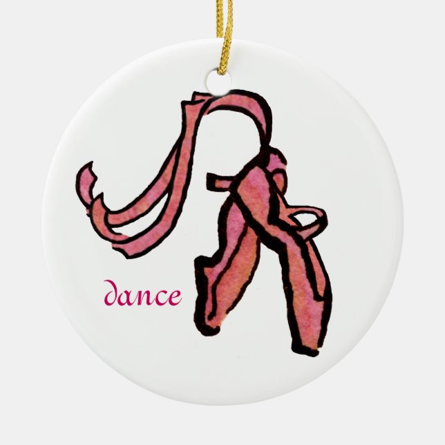 Pretty Pink Ballet Slippers Ceramic Tree Decoration (Front)