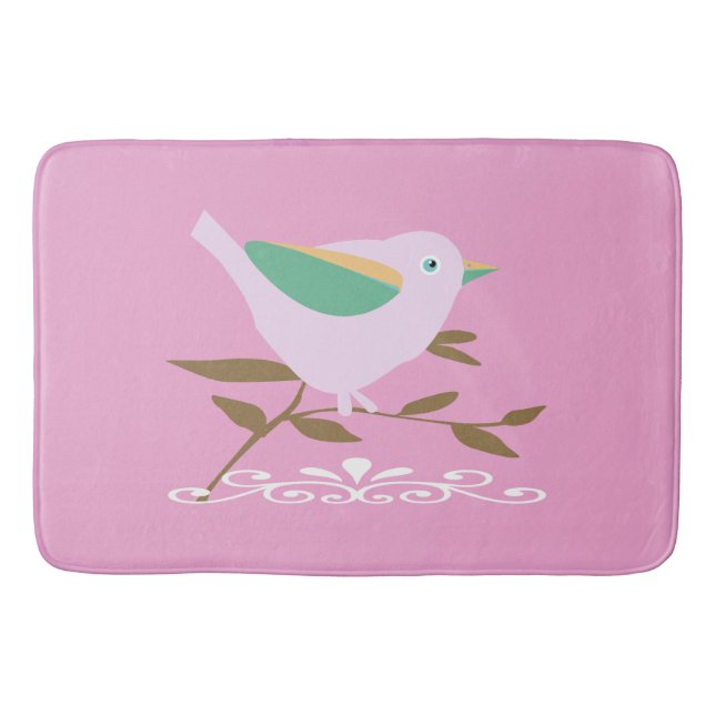 Pretty pink bird bath mat (Front)