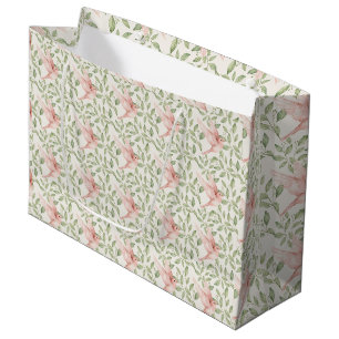 Pretty pink birds and green foliage. large gift bag