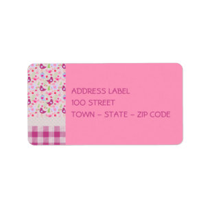 Pretty Pink Birds, Flowers   Valentine's Day Label