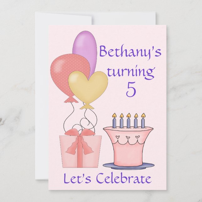 Pretty Pink Birthday Invitations (Front)
