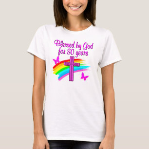 PRETTY PINK BLESSED BY GOD FOR 80 YEARS T-Shirt
